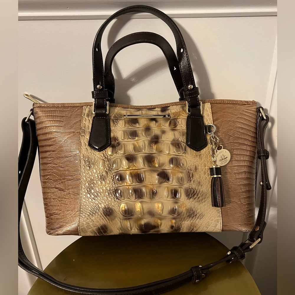 Brahmin Medium Asher Embossed Leather Tote/Shoulder Bag in Tortoise Rouncewell.
